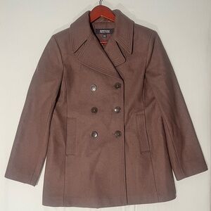Kenneth Cole Reaction Double-Breasted Pea Coat Wool blend Taupe women’s Large